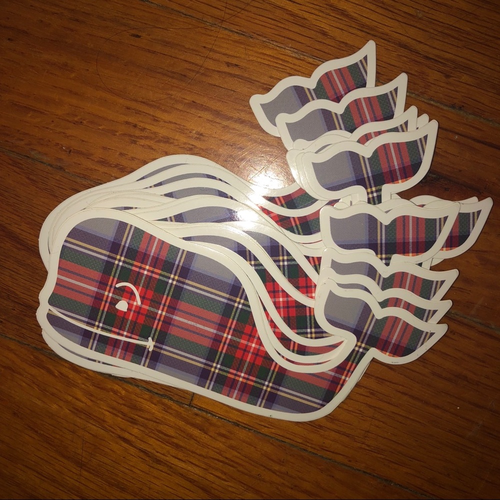 Holiday Tartan Good Tiedings Whale Sticker